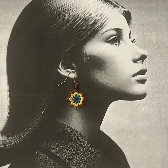 3 pairs of Boho Hippie Quirky Handmade Earrings- Beaded & Crochet Colorful Wood - Picture 5 of 6